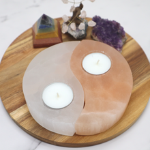 Load image into Gallery viewer, Yin &amp; Yang Selenite Tealight Candleholder
